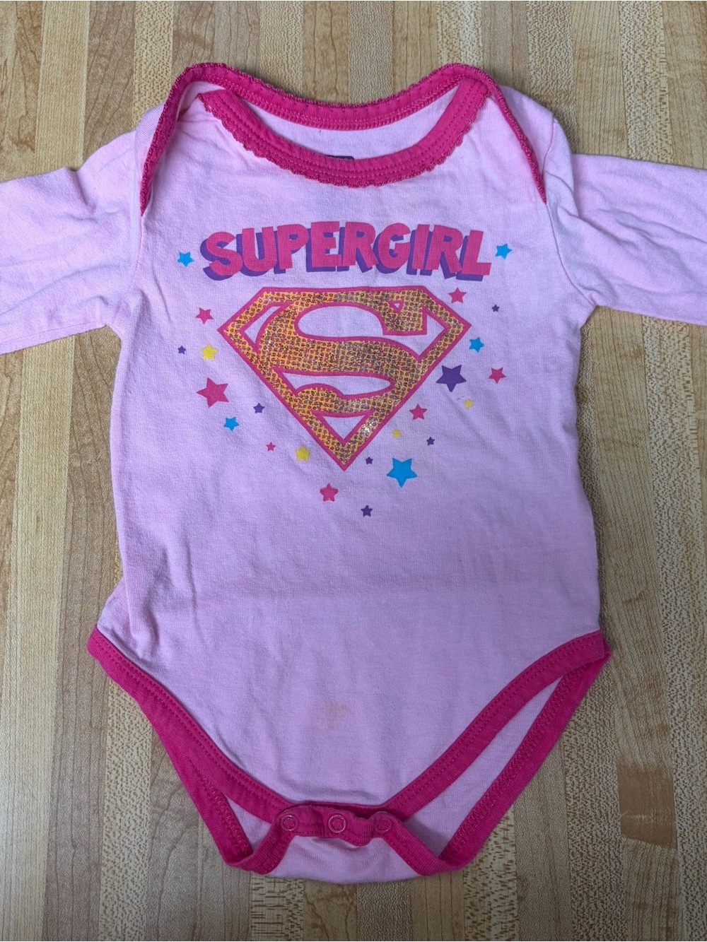 DC Comics Supergirl Pink and Hot Pink Baby Bodysuit